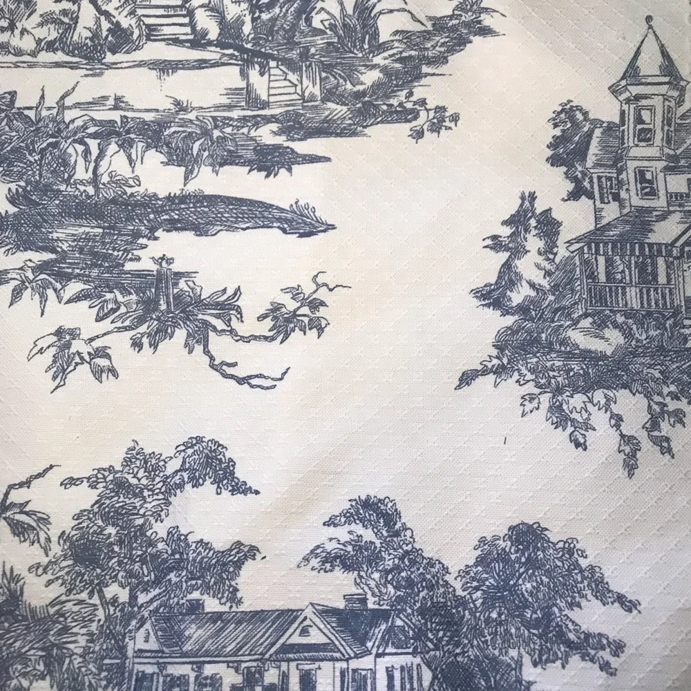 Classic Delft Blue Toile Cotton Home Accent Fabric  4 Blocks